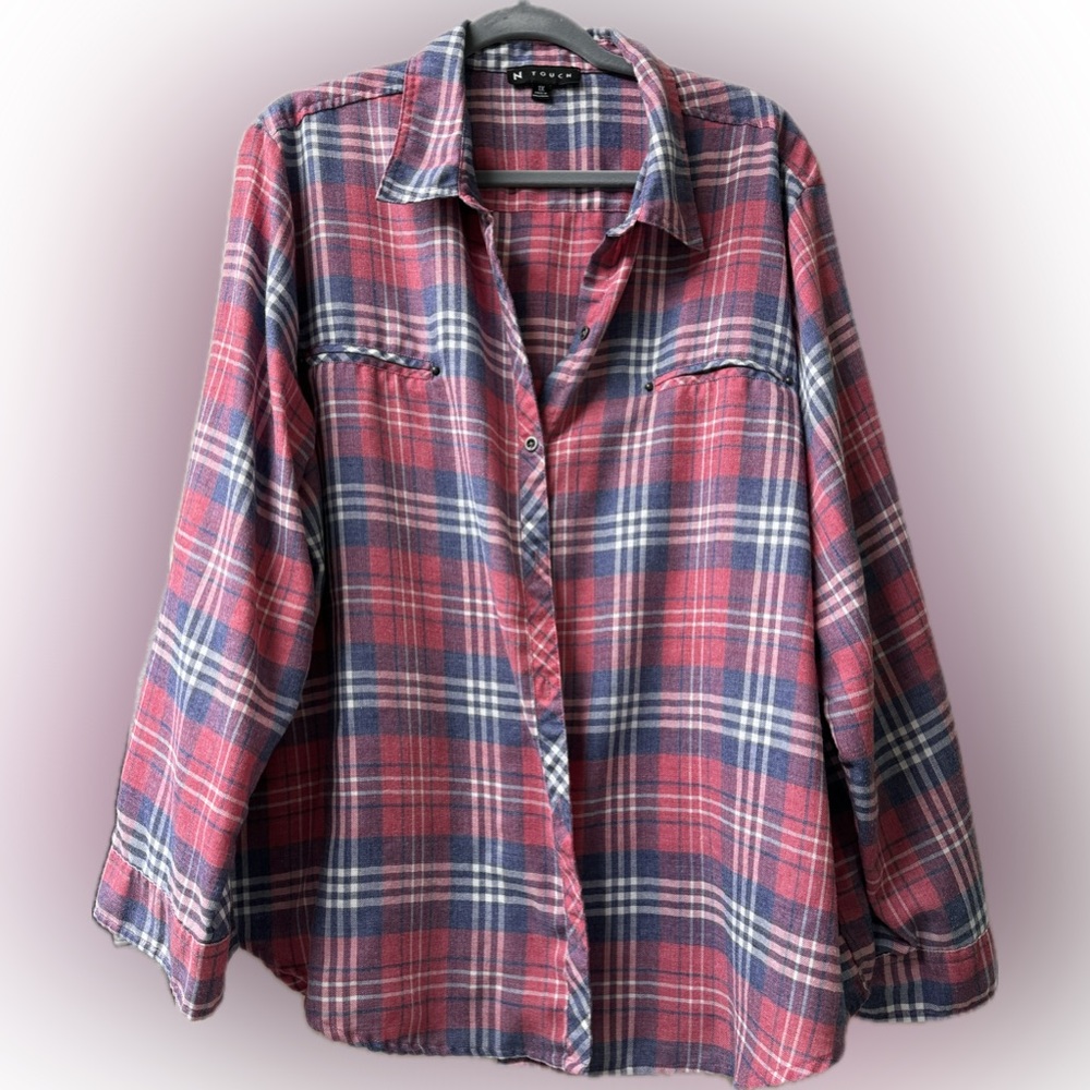 Oversized Flannel in Softest Rayon/Poly Blend | Women’s 1X